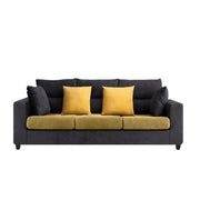 Hazer 3 Seater L Shape Sofa Set for Living Room (Black Cream Fabric) Left Side