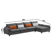 Abner 6 Seater L Shape Sofa for Living Room Color - Grey | Right Side Sofa.