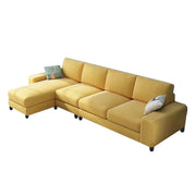 Hudson 5 Seater L Shape Sofa Set for Living Room (Yellow Fabric) Left Side