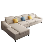 Jayden 4 Seater L Shape Sofa Set for Living Room (Cream Fabric) Left Side