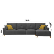 Antonio RHS 6 Seater L Shape Sofa Set for Living Room (Dark Grey Premium Fabric)