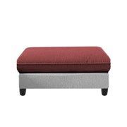 Amberlin 4 Seater Interchangeable L Shape Sofa with Ottoman for Living Room (Maroon Grey)