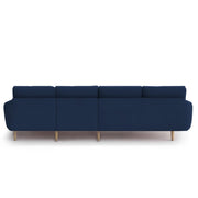 Lizel RHS 6 Seater L Shape Sofa Set for Living Room (Blue Fabric) Premium Velvet Fabric Sofa