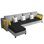 Asser LHS 6 Seater L Shape Sofa Set for Living Room (Black Grey) Premium Fabric Sofa
