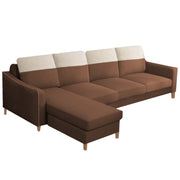 Alyona RHS 8 Seater L Shape Sofa Set for Living Room with Puffy (Grey Fabric)