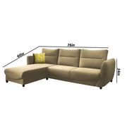 Stella LHS 4 Seater L Shape Sofa Set for Living Room (Cream) Premium Velvet Fabric Sofa
