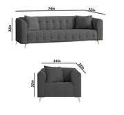 Eren 3+1+1 Seater Sofa Set for Living Room (Black Colour Fabric) Premium Fabric Sofa Set for Living Room
