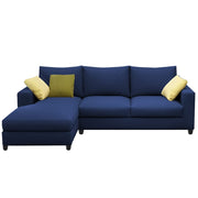 Rihan 4 Seater L Shape Sofa Set Living Room (Blue Fabric) Left Side Sofa