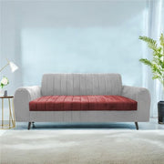 Brenti 3 Seater Sofa Set for Living Room (Cream Black Colour Fabric) Premium Fabric Sofa