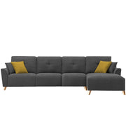 Antonio RHS 6 Seater L Shape Sofa Set for Living Room (Dark Grey Premium Fabric)