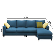 Rihan 6 Seater L Shape Sofa Set Living Room (Turquise Fabric) Right Side Sofa
