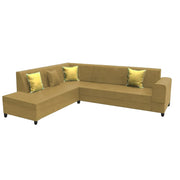 Rio 6 Seater L Shape Sofa for Living Room | Color - Beige Leatherette | Left Side Sofa
