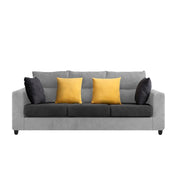 Hazer 3 Seater L Shape Sofa Set for Living Room (Black Grey Fabric) Left Side
