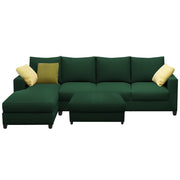 Rihan 8 Seater L Shape Sofa Set with Ottoman for Living Room (Green Fabric) Left Side Sofa