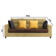Hazer 3 Seater L Shape Sofa Set for Living Room (Cream Brown Fabric) Left Side