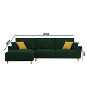 Antonio LHS 4 Seater L Shape Sofa Set for Living Room (Green Premium Fabric)