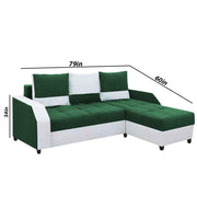 Severny 4 Seater L Shape Sofa Set for Living Room (Green Grey Fabric) Right Side