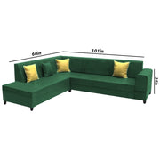 Rio 6 Seater L Shape Sofa for Living Room | Color - Green Leatherette | Left Side Sofa