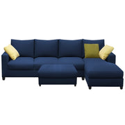 Rihan 8 Seater L Shape Sofa Set with Ottoman for Living Room (Blue Fabric) Right Side Sofa