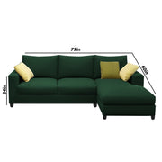 Rihan 4 Seater L Shape Sofa Set Living Room (Green Fabric) Right Side Sofa