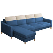 Alyona RHS 8 Seater L Shape Sofa Set for Living Room with Puffy (Grey Fabric)