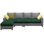 Rihan 6 Seater L Shape Sofa Set Living Room (Green Grey Fabric) Left Side Sofa