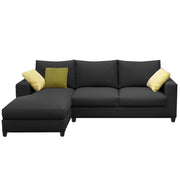 Rihan 4 Seater L Shape Sofa Set Living Room (Black Fabric) Left Side Sofa