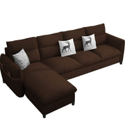 Andon 6 Seater L Shape Sofa Set for Living Room (Black Grey Fabric) Left Side Sofa