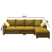 Rihan 6 Seater L Shape Sofa Set Living Room (Yellow Fabric) Right Side Sofa