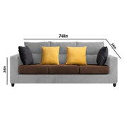 Hazer 3 Seater L Shape Sofa Set for Living Room (Brown Grey Fabric) Left Side