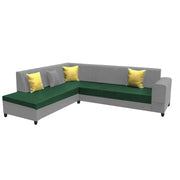 Rio 6 Seater L Shape Sofa for Living Room | Color - Green Grey Leatherette | Left Side Sofa