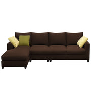 Rihan 6 Seater L Shape Sofa Set Living Room (Brown Fabric) Left Side Sofa
