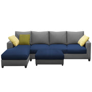 Rihan 8 Seater L Shape Sofa Set with Ottoman for Living Room (Blue Grey Fabric) Left Side Sofa