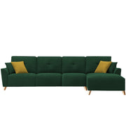 Antonio RHS 6 Seater L Shape Sofa Set for Living Room (Green Premium Fabric)