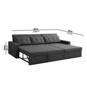 Casaliving Treshta 4 Seater LHS L - Shape Pull-Out Sofa Cum Bed with Storage Sofa for Living Room (Brown Fabric Color) Premium Fabric Sofa Set for Living Room Sofa Cum Bed
