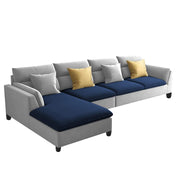 Delton LHS 6 Seater L Shape Sofa Set for Living Room (Blue Grey) Premium Fabric