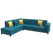 Rio 6 Seater L Shape Sofa for Living Room | Color - Blue Leatherette | Left Side Sofa