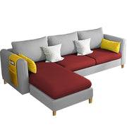 Asser LHS 4 Seater L Shape Sofa Set for Living Room (Maroon Grey) Premium Fabric Sofa