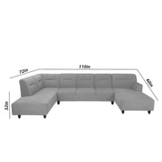 Ragno 8 Seater U Shape Sofa Set for Living Room (Grey Fabric) Premium Fabric Sofa