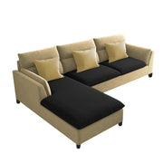 Delton LHS 4 Seater L Shape Sofa Set for Living Room (Cream Black) Premium Fabric