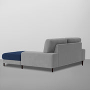 Latieo RHS 2 Seater Lounger L Shape Sofa Set for Living Room (Blue Grey) Premium Fabric Sofa