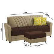 Francis 3 Seater Sofa Set with Ottoman for Living Room (Cream Brown) Fabric