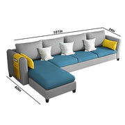 Asser LHS 6 Seater L Shape Sofa Set for Living Room (Turquise Grey) Premium Fabric Sofa