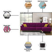Antonio RHS 6 Seater L Shape Sofa Set for Living Room (Purple Premium Fabric)