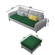 Francis 3 Seater Sofa with Ottoman Set for Living Room (Green Grey Fabric)
