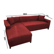Atlanci 6 Seater L Shape Sofa Set for Living Room (Maroon Fabric) Left Side