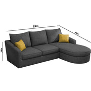 Shrank Round Lounger L Shape 4 Seater Sofa Set for Living Room (Black) Fabric Sofa | RHS