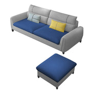 Francis 3 Seater Sofa with Ottoman Set for Living Room (Blue Grey Fabric) Premium Fabric Sofa