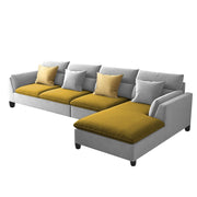 Delton RHS 6 Seater L Shape Sofa Set for Living Room (Yellow Grey) Premium Fabric