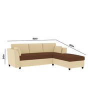 Blustin RHS 4 Seater L Shape Sofa Set for Living Room (Cream Brown Fabric) Premium Fabric Sofa